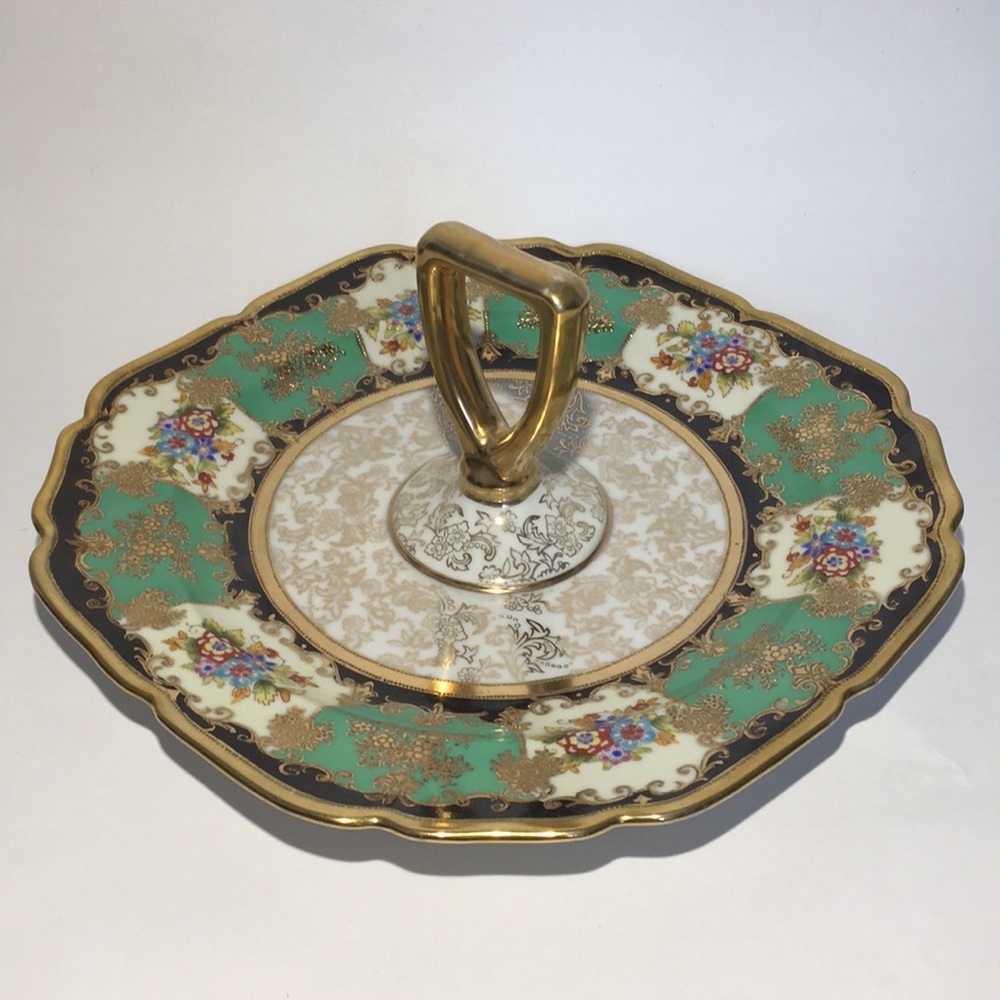 Ornate 9-3/8” Sq. Noritake Hand-painted Cake plate